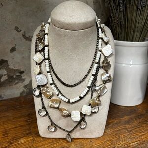 Cookie Lee 'Natural Beauty' 5 Strand Mixed Media Statement Necklace: Size 15-20"